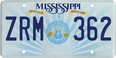 MS license plate ZRM362