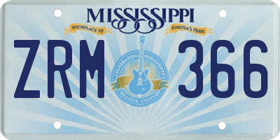 MS license plate ZRM366