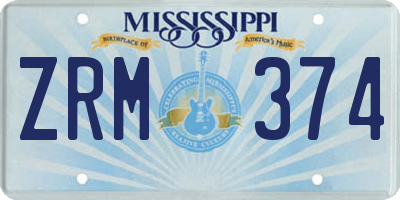 MS license plate ZRM374