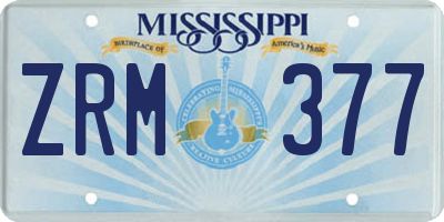 MS license plate ZRM377