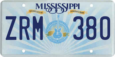 MS license plate ZRM380
