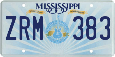 MS license plate ZRM383