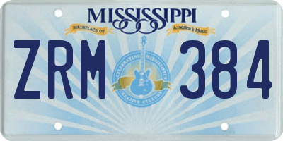 MS license plate ZRM384