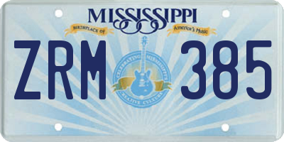MS license plate ZRM385