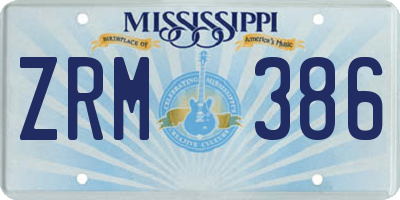 MS license plate ZRM386