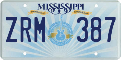 MS license plate ZRM387
