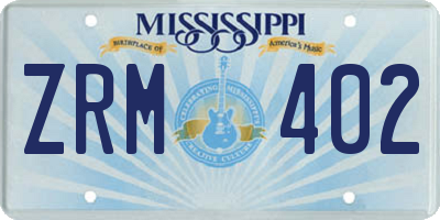 MS license plate ZRM402
