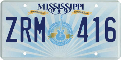 MS license plate ZRM416