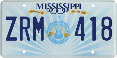 MS license plate ZRM418