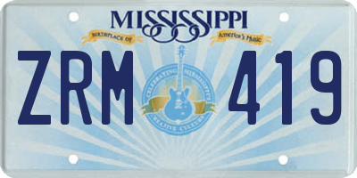 MS license plate ZRM419