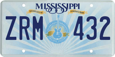 MS license plate ZRM432