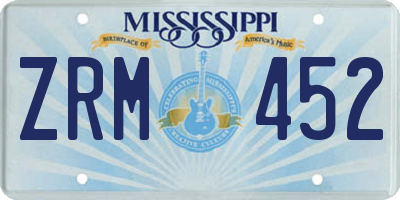 MS license plate ZRM452