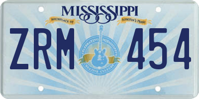 MS license plate ZRM454