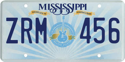 MS license plate ZRM456