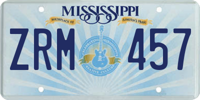 MS license plate ZRM457