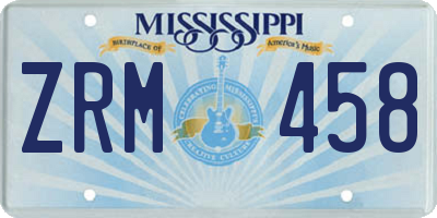 MS license plate ZRM458