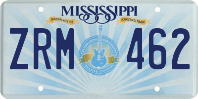 MS license plate ZRM462