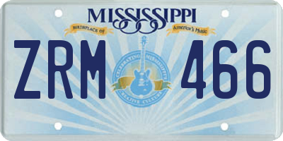 MS license plate ZRM466