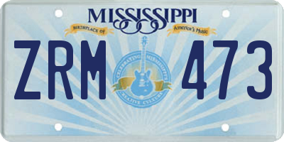 MS license plate ZRM473