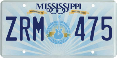 MS license plate ZRM475