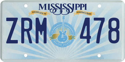 MS license plate ZRM478