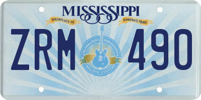 MS license plate ZRM490