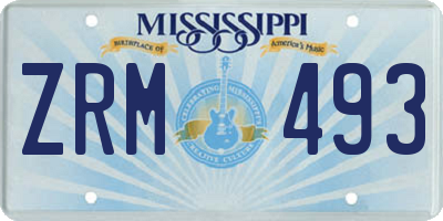 MS license plate ZRM493