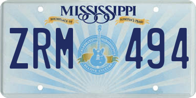 MS license plate ZRM494