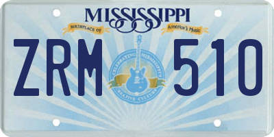 MS license plate ZRM510
