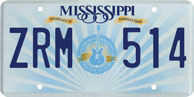 MS license plate ZRM514