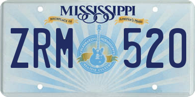 MS license plate ZRM520
