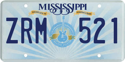 MS license plate ZRM521