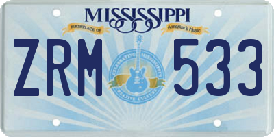 MS license plate ZRM533