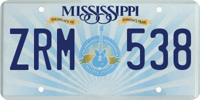 MS license plate ZRM538