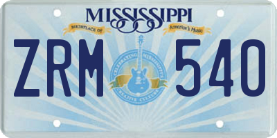 MS license plate ZRM540