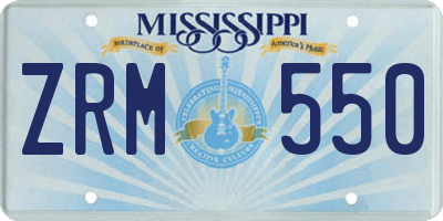 MS license plate ZRM550