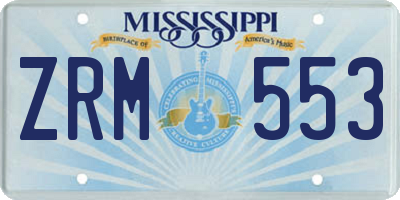 MS license plate ZRM553