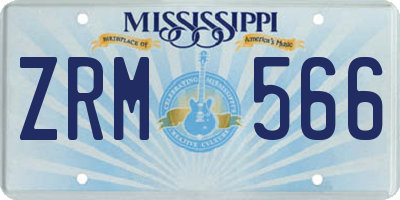 MS license plate ZRM566
