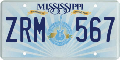 MS license plate ZRM567