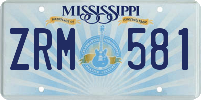 MS license plate ZRM581