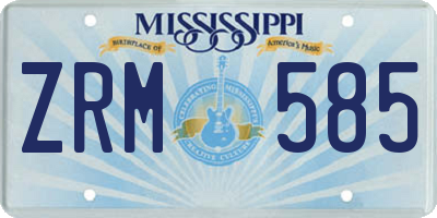 MS license plate ZRM585