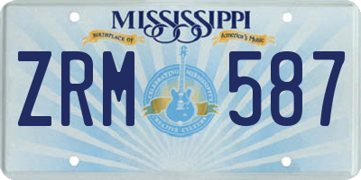 MS license plate ZRM587