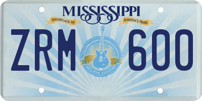 MS license plate ZRM600