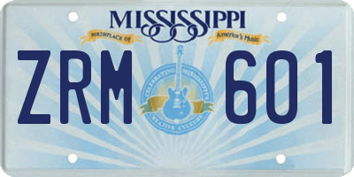 MS license plate ZRM601