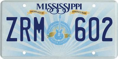 MS license plate ZRM602