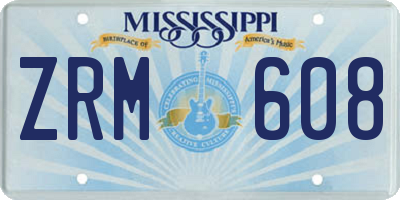 MS license plate ZRM608