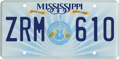 MS license plate ZRM610