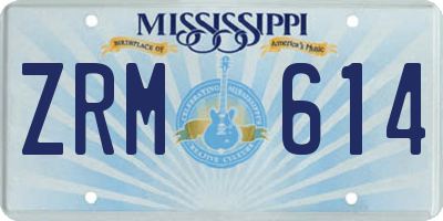 MS license plate ZRM614