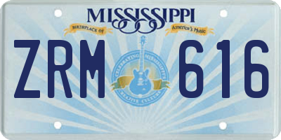 MS license plate ZRM616