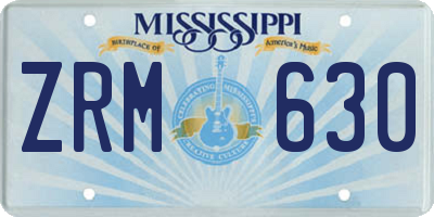 MS license plate ZRM630